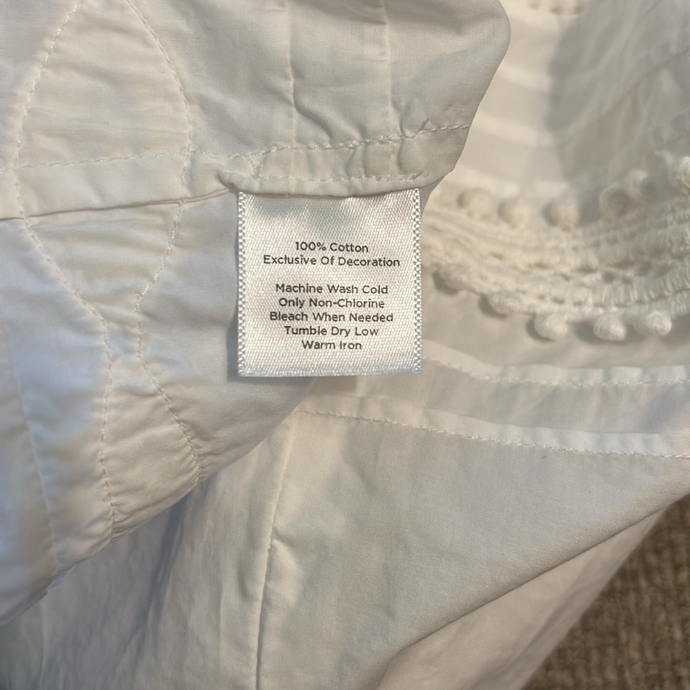 Talbots White V-Neck Cotton Embellished Blouse Sleeveless Side Zip 14P - Picture 9 of 9